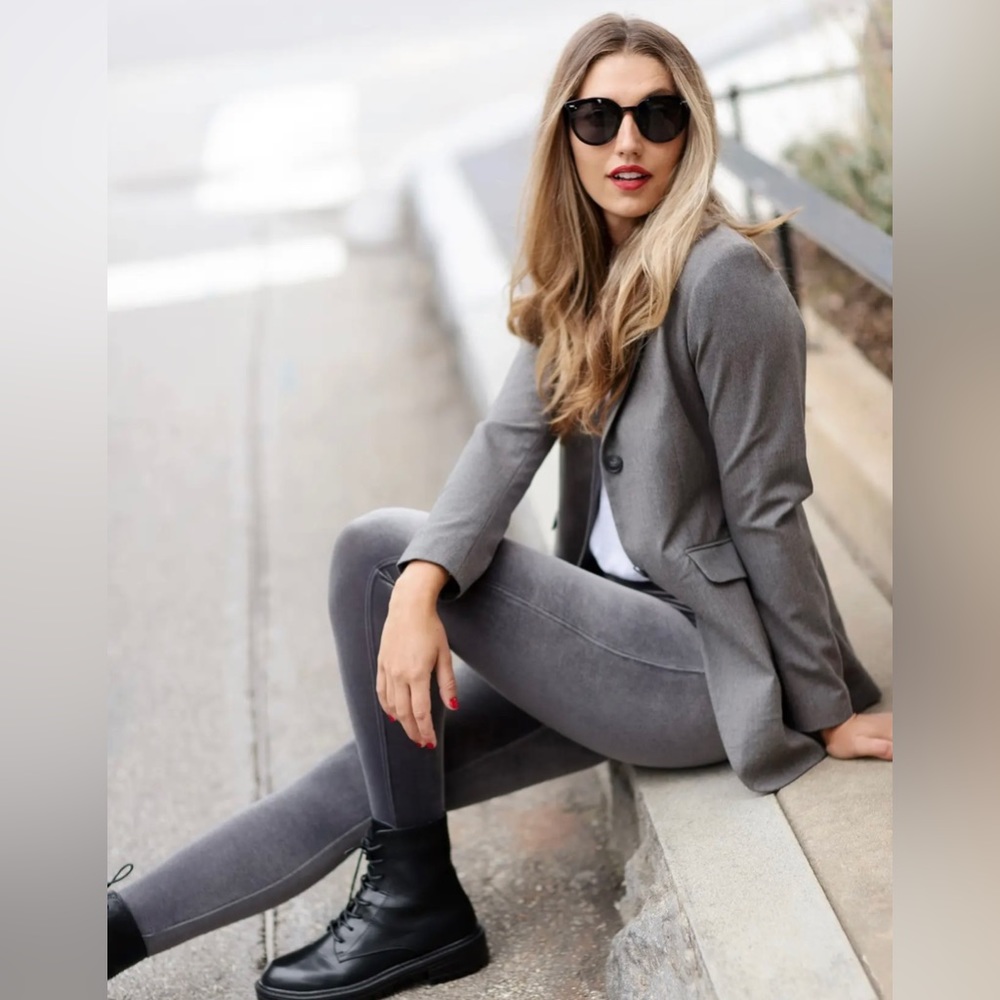 SPANX Silver Chrome Velvet High Waist Leggings